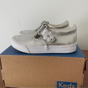 Keds Infant Metallic Sneakers with Floral Accent